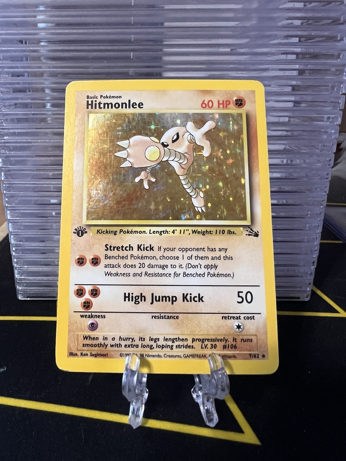 Hitmonlee 1st Edition Holo Rare 7/62 Pokemon Fossil - MP