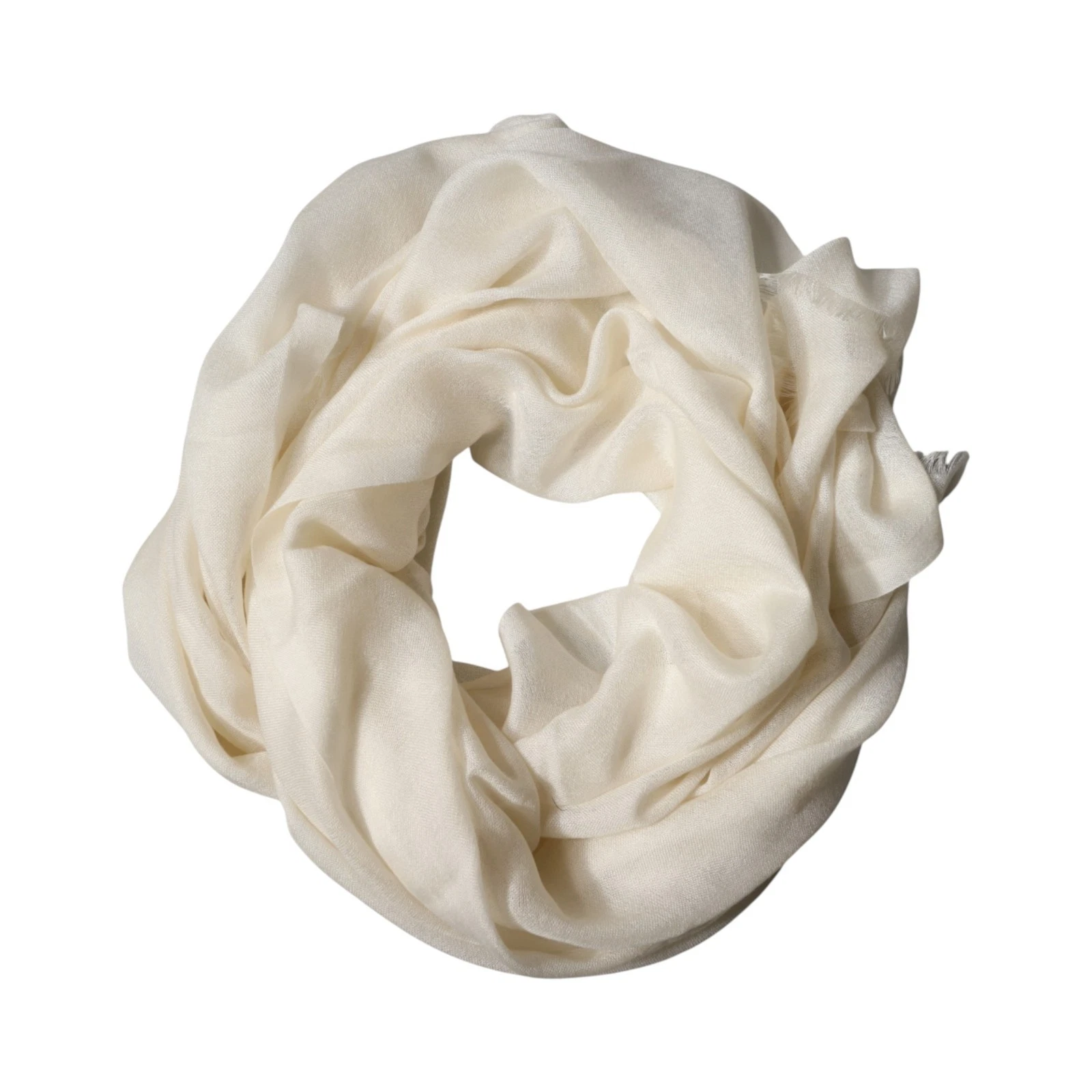DOLCE & GABBANA Scarf White Cashmere Knit Neck Wrap Shawl 74cm x 200cm 440usd