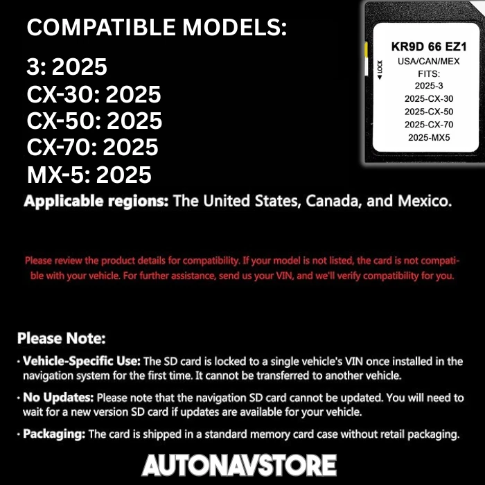 Mapa de tarjeta SD 2025 navegación GPS KR9D 66 EZ Mazda 3, CX-30, CX-50, CX-70, Foto 2 de 4
