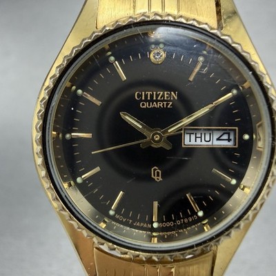 Citizen CQ Watch Women 26mm Black Dial Gold Tone Daydate 6000