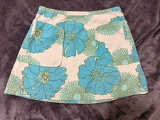 70s Y2K style mini denim floral skirt Juniors Size 8 Blue White Summer Festival