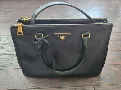 PRADA Saffiano Lux 2012 Double Fabric Interior Tote Medium Black Leather