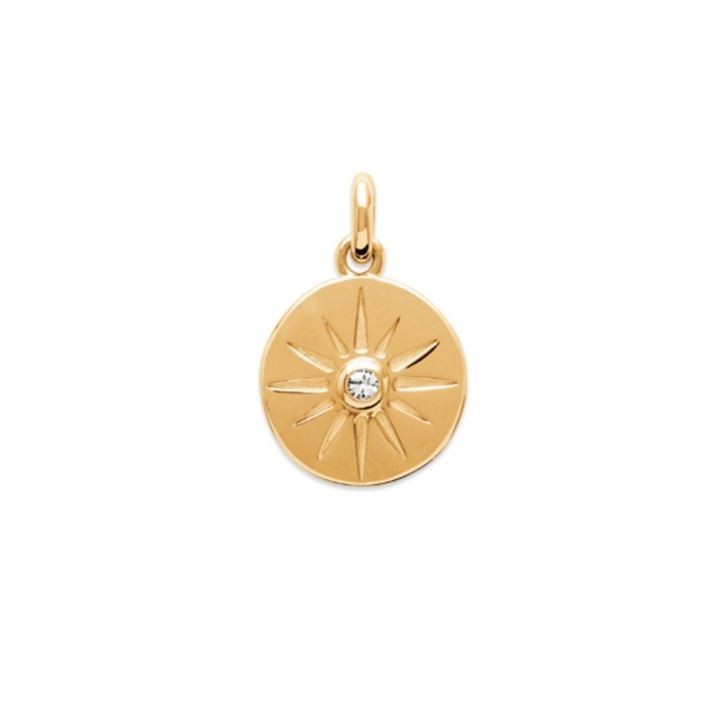 Pendentif Soleil en plaqué or 750/1000 avec finition polie miroir pour femme élégante