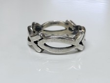 Unisex Sterling Silver Ichthys Fish Band Ring  Size 9.25  5.4g  9-D807