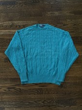 Polo Ralph Lauren Cable Knit Sweater XL Turquoise 100 Cotton No Pony Vintage