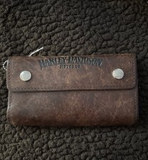 Classic Brown Leather Genuine Harley Davidson Trucker Unisex Wallet cards/cash