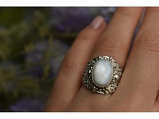 925 Sterling Silver Mother Of Pearl Openwork Ring Size 6.5