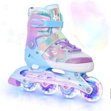 Nattork Kids Inline Skates, Adjustable Light-Up Wheels   New/Damaged Box