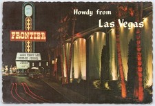 Vintage 1972 Frontier Hotel Las Vegas Night View Postcard Scenic Strip