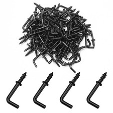 100 PCS Black 1/2 Inch L Hooks Shaped Nails Right Angle Self Tapping Screw