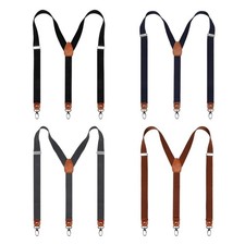 Men's 4Pcs 2.5cm Swivel Hooks Suspender with Leather Joint and Elastic Band, ...