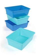 Toy Storage Bins for Kids, Set of 4 - Sturdy, Colorful Large Navy/Teal 4 Pack