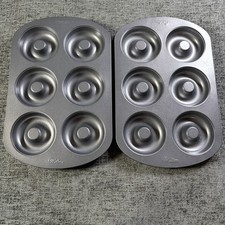 Wilton Non-Stick 6-Cavity Donut Baking Pans Set of 2 - Dark Gray Steel