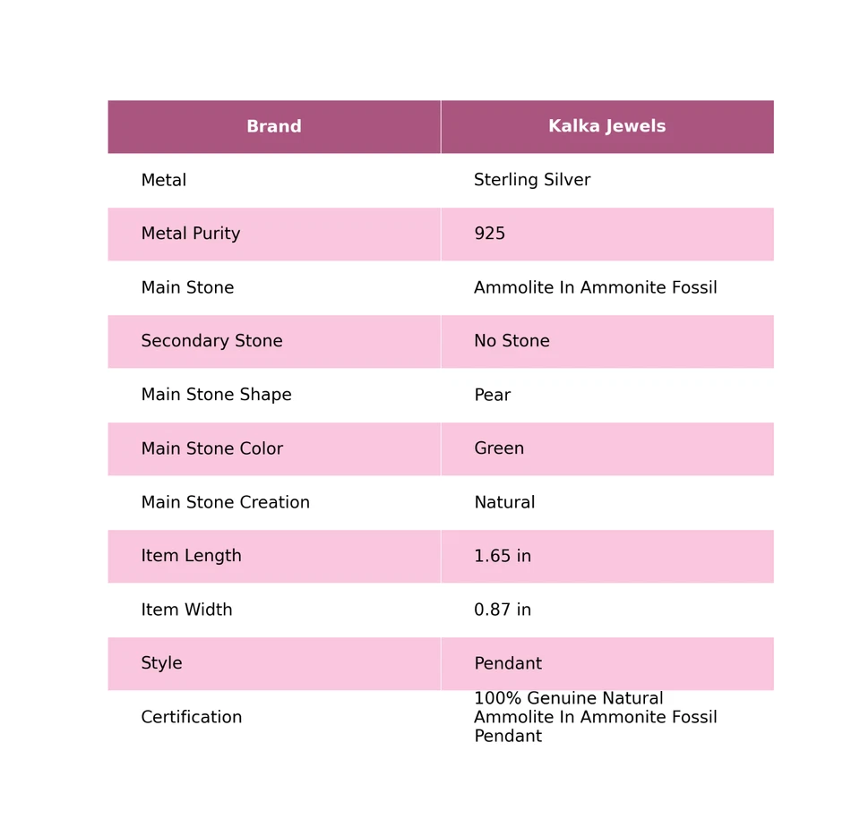 Colgante único de plata de ley 925 con piedras preciosas fósiles de ammolita en amonita Foto 2 de 4