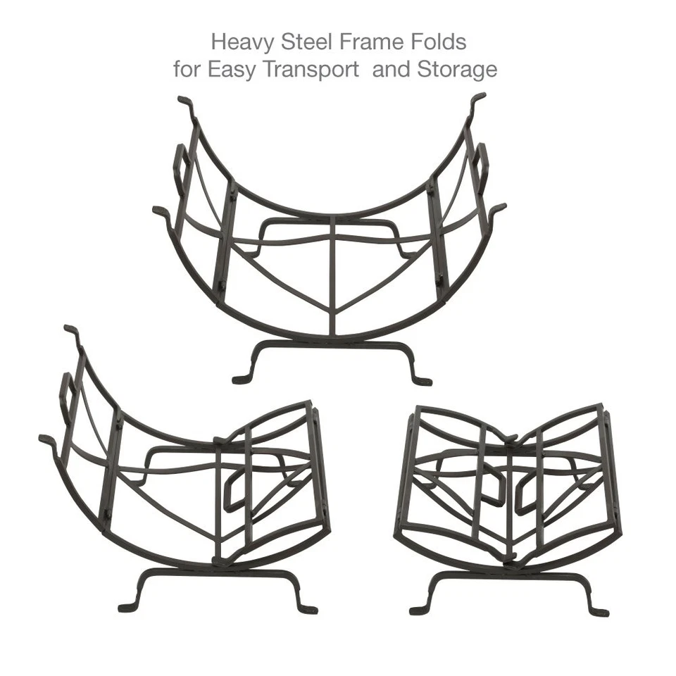 Soporte para troncos de leña de hierro Olde World con soporte de cuero gamuza (W-1189) Foto 3 de 4