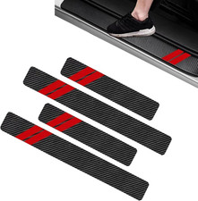 4PCS Door Sill Protector Compatible with Dodge Charger Challenger, Fiber Leather
