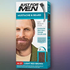 Just For Men Mustache & Beard, Beard Coloring Gray Hair Light Red Brown, M-27