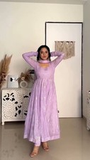 New Launching Georgette Lavender Gown Bottom And Dupatta For Women Party Wear