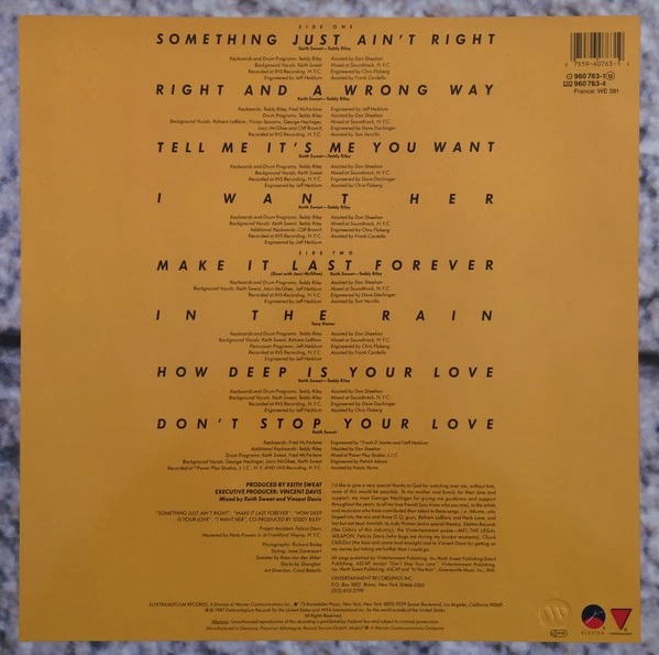 Keith Sweat - Make It Last Forever (LP) (Very Good Plus (VG+)) - 3842330095 - Image 2 of 4