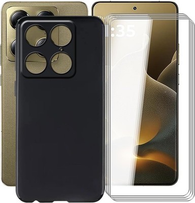 For Motorola Signature Case Clear/Black Gel Phone Cover + Glass Screen Protector