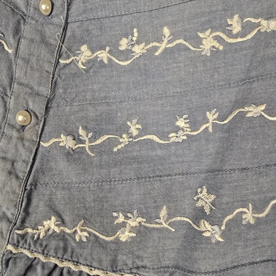 Camisón Gilligan & O'Malley para mujer 3X azul cambray bordado 100 % algodón Foto 4 de 4