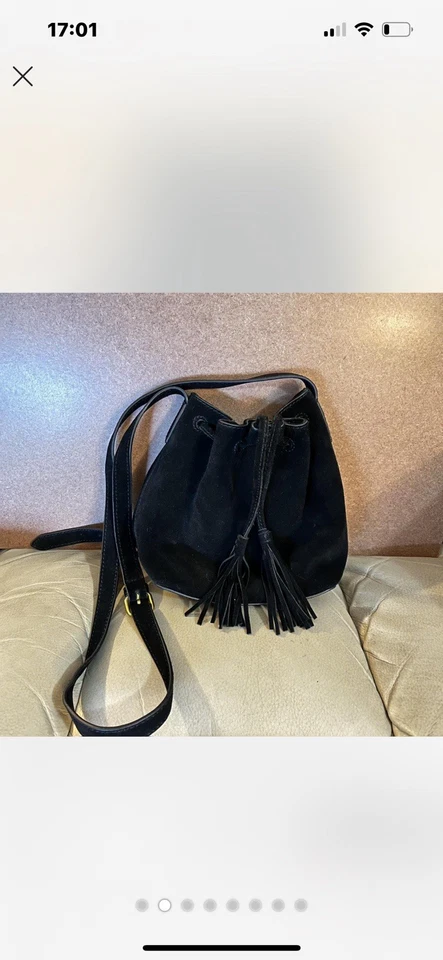 Mini Bolso Bandolera Pequeño J.CREW Cuero Gamuza Negro Foto 2 de 4