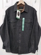 Jachs Men’s Flannel Shirt Blue XL Button Cuffs  Corduroy Inner Collar Band NWT 