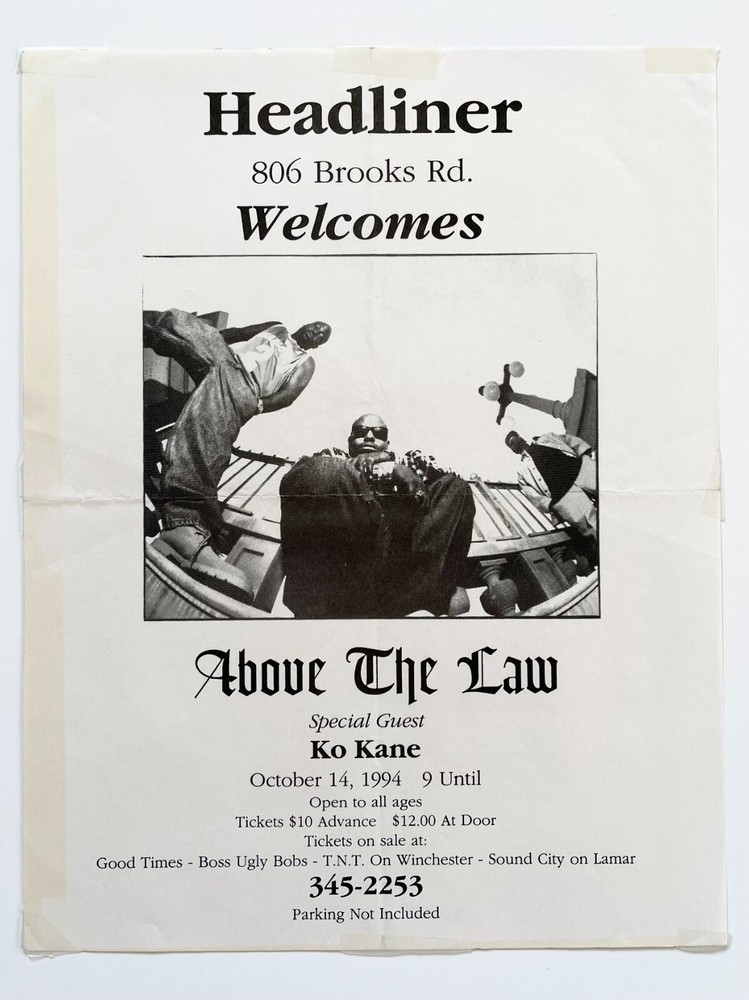 Above The Law KO Kane Flyer Rare Memphis CA Rap Poster CD Tape Taylor Boyz NWA