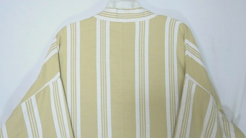 Eileen Fisher Cotton Open Front Duster Kimono Tan White Stripes Pockets One Size - Picture 8 of 10