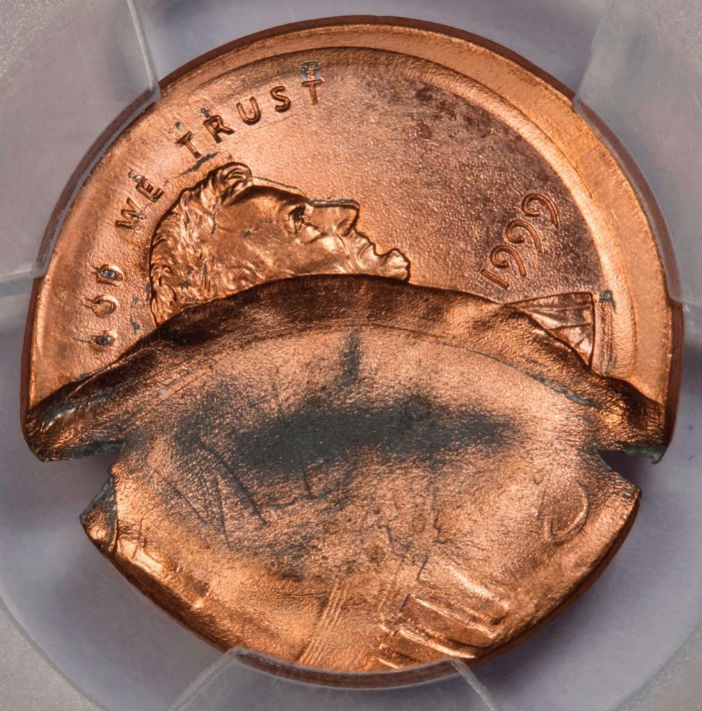 1999 PCGS MS66RD Large Mushroom 50 Broadstruck Brockage Lincoln Cent