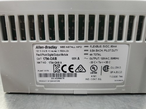 ALLEN-BRADLEY 1794-OA8I SER.A 120VAC Isolated Output w/Terminal Base 3A-15 - Picture 7 of 8