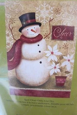 Evergreen Flag Holiday Santa Snowman 29" x 43" Double Sided Suede Reflection New