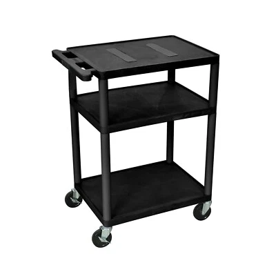 Luxor - 34"H AV Cart - Three Shelves (LE34-B), Black