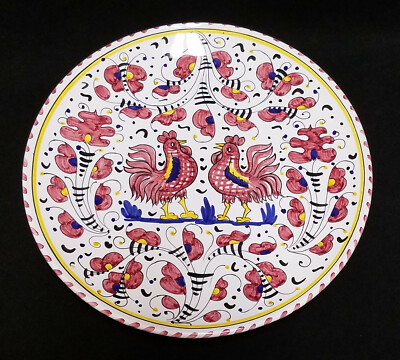 DERUTA Sambuco Italy 12 1/2'' ROUND SERVING PLATE platter RED Rooster