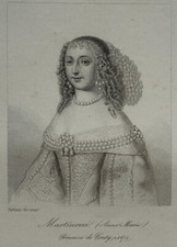 ANNE MARIE MARTINOZZI (1637-1672), PORTRAIT ENGRAVING 19th century, FRENCH PRINCESS