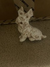 VINTAGE MID CENTURY TAN WHITE SCOTTISH TERRIER SCOTTIE DOG PUPPY FIGURINE JAPAN