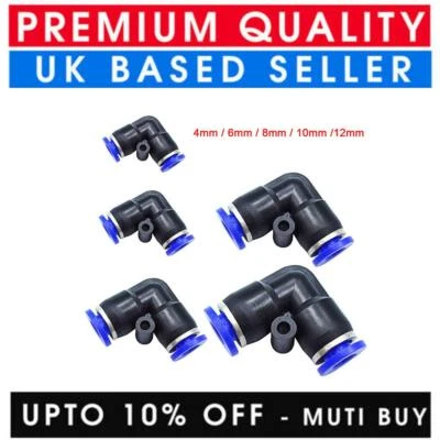 PLATINUMONLINE-UK ELBOW HOSE TUBE PUSH FIT CONNECTOR INLINE AIR LINE AIRLINE NYLON PNEUMATIC 90 L