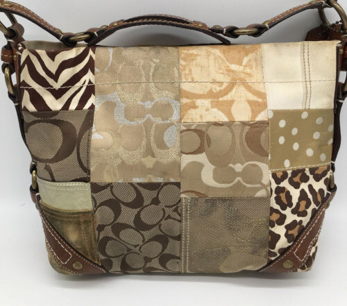 Coach F12316 Vintage Soho Brown Signature C Canvas Patchwork Coach F12316 Vintage Soho Brown Signature C Canvas Patchwork