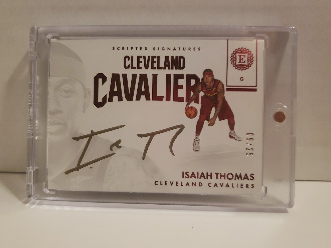 2017-18 Panini Encased Scripted Signatures Gold Auto #SS-ITH Isaiah Thomas 9/25