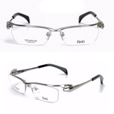 Square Half Frame Eyebrow Eyeglass Men Business Metal Glasses Women