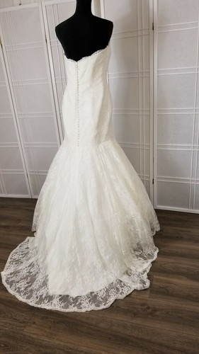bridal gown size 12 color ivory Lace chapel train design Wtoo - Picture 8 of 12