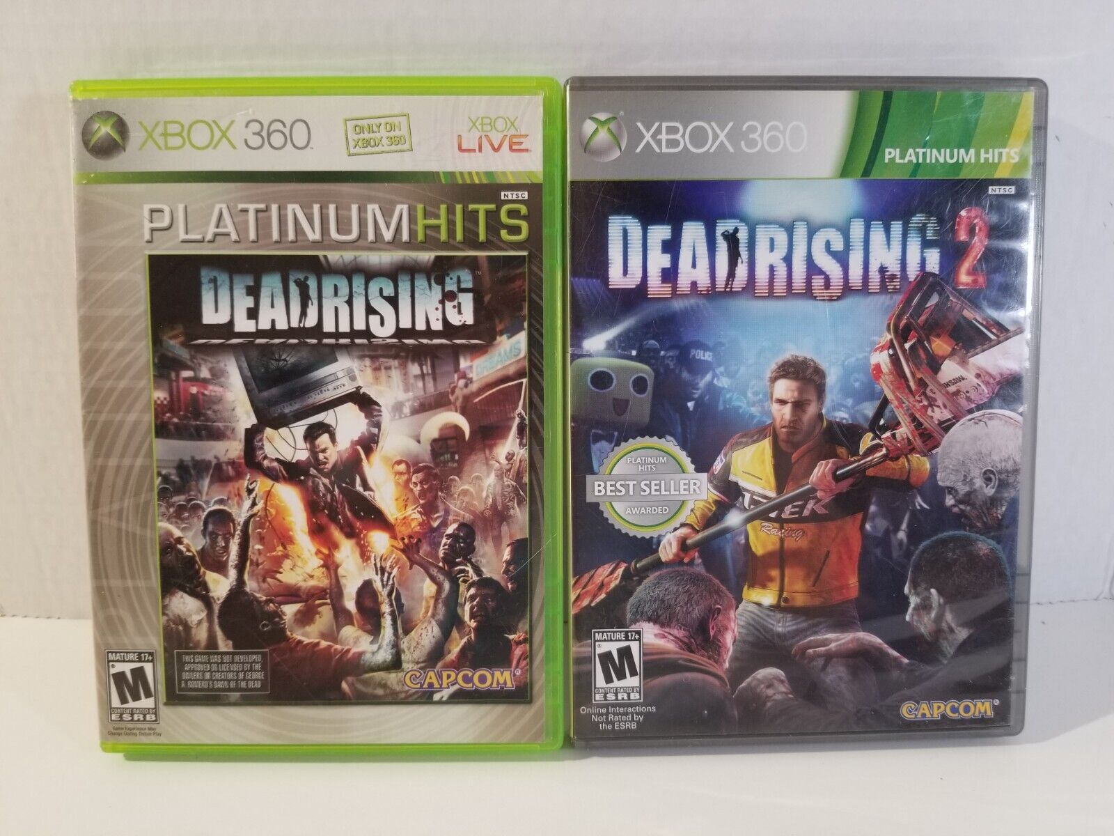 Dead Rising 1 and 2 Game Lot Microsoft Xbox 360 Tested Capcom Zombie Hunting