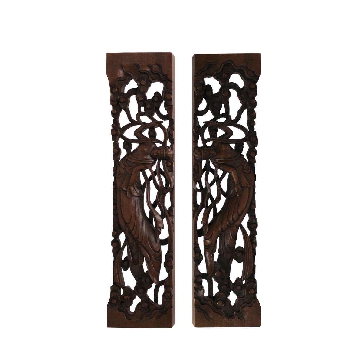 Chinese Pair Natural Wood Relief Carving Rectangular Paperweights cs4707S Chinese Pair Natural Wood Relief Carving Rectangular Paperweights cs4707S