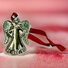 Harvey Lewis Angel Ornament silvertone 2 inches