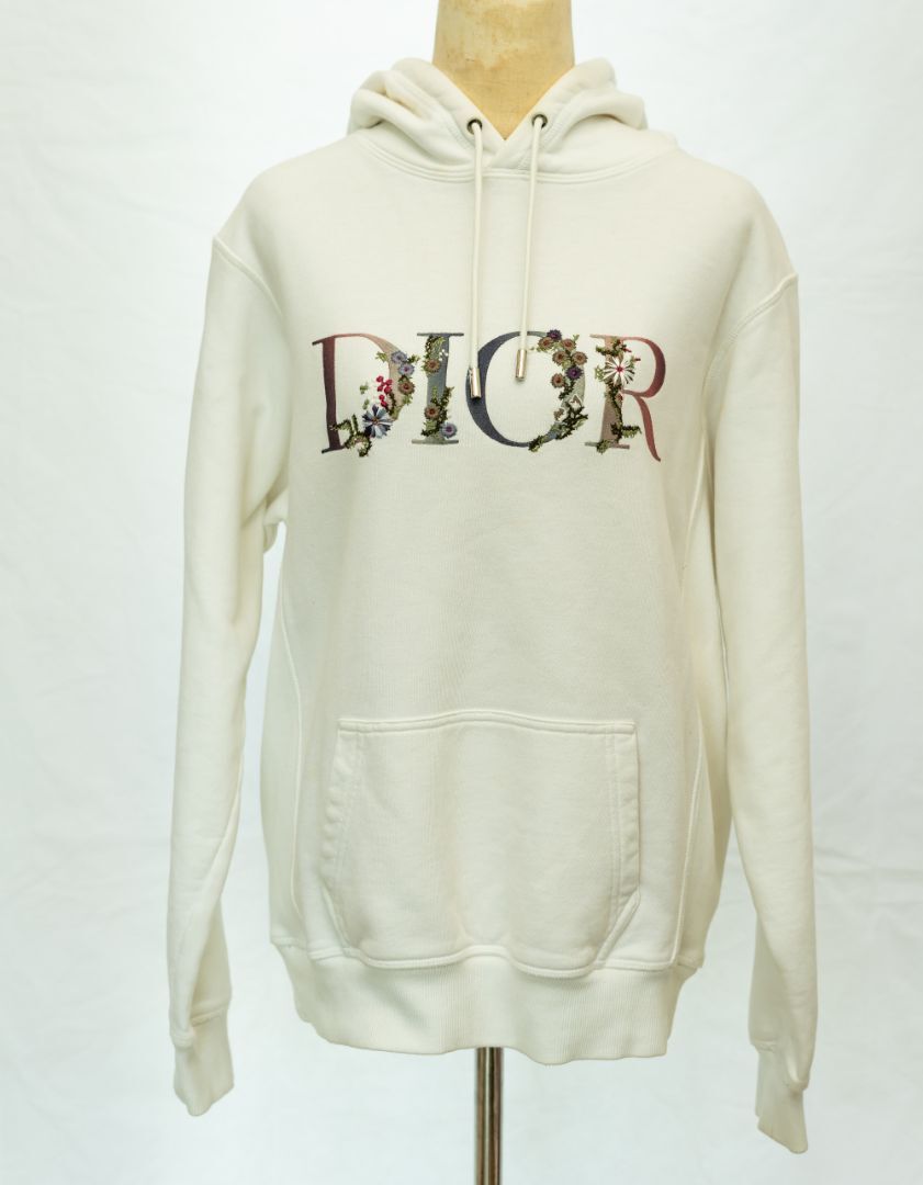 [GRAVER]★WHITE ODD FLOWER EMBROIDERY SWEATSHIRT UNISEX] White odd flower embroidery hoodie - GRAVER | 60