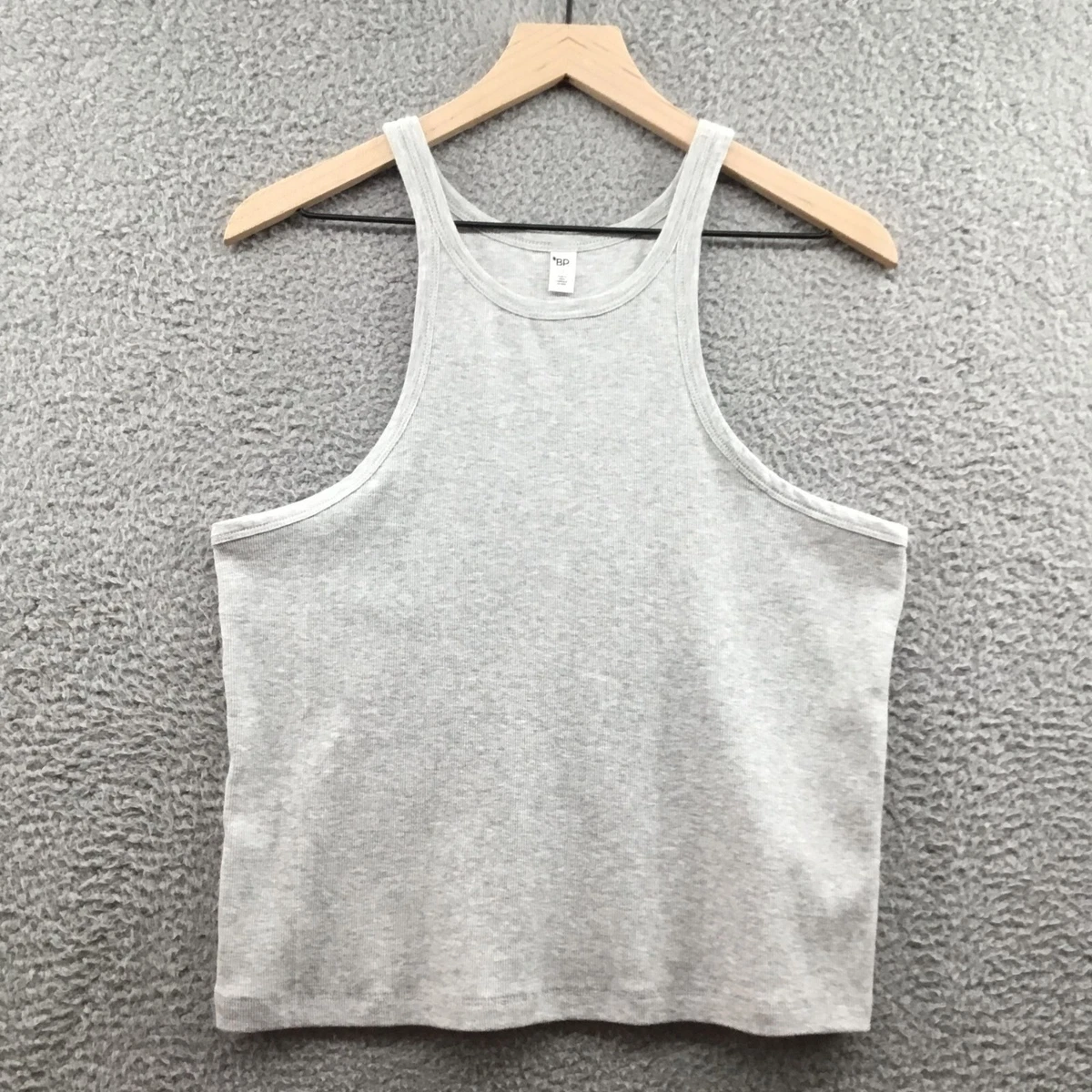BP. Ribbed Crop Tank Top Heather Gray 1X