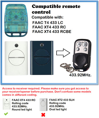 Generic remote control for FAAC T4 433 LC, XT4 433 RC, {XT4 433 RCBE}