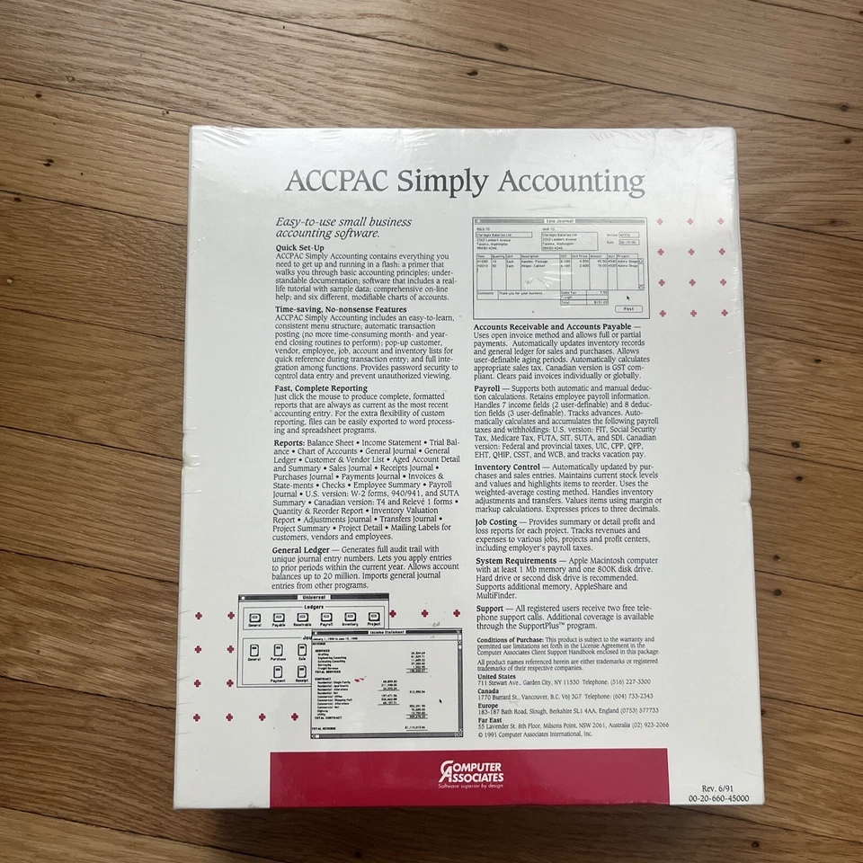 ACCPAC Simply Accounting for Macintosh Mac Apple Computer Associates 1991 SEALED - Image 3 of 3