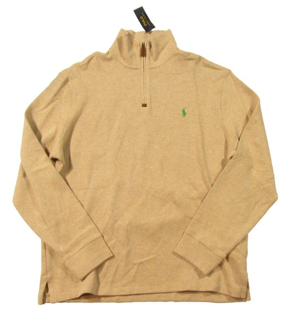 Polo Ralph Lauren Men's Beige Cotton 1/4 Zip Pullover Sweater | eBay