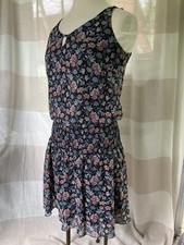 CAbi Picnic Day 2 PC SET Flirt Skirt Sz M  Cami Top Sz S Navy Floral Lined EUC